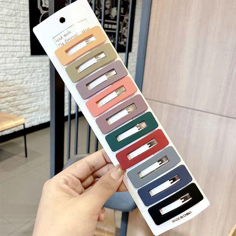 10pcs 5-6cm Candy Color Geometric Waterdrop Square Ornament Hair Clips Women Girls Sweet Hairpins Kids Korean Hair Accessories