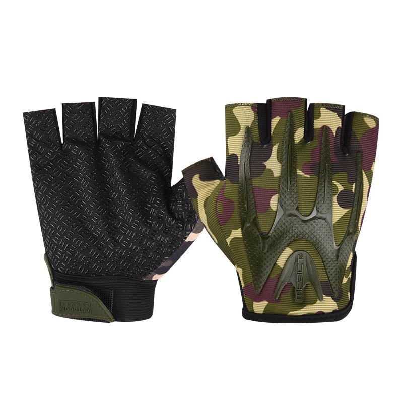 Tactical Half Finger Gloves Men's Outdoor Sports Cycling Training Anti Slip and Wear Resistant Protection Operations Military Fan Seal Special Forces
