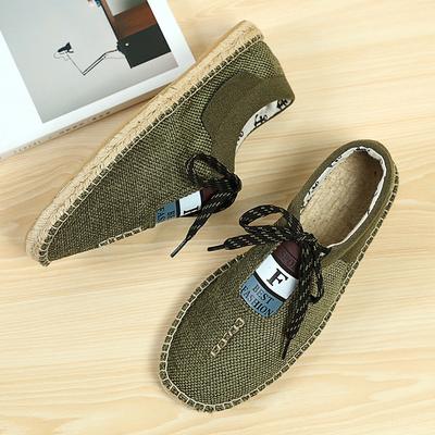 Chaussures en Toile de Lin à Semelle Plate Chaussures Simples Chaussures en Paille pour Hommes Chaussures Décontractées à Semelle en Chanvre, Chaussures Paresseuses à Une Pédale pour Hommes Vente en Gros