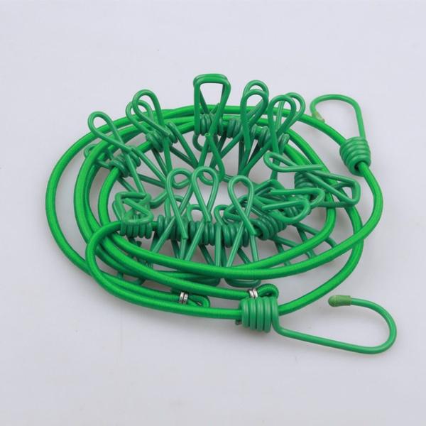 1PC Camping Travel Stretchy Outdoor Windproof Clothesline With 12 Clamp Clips Home Drying Line Washing Clothes Line Rope