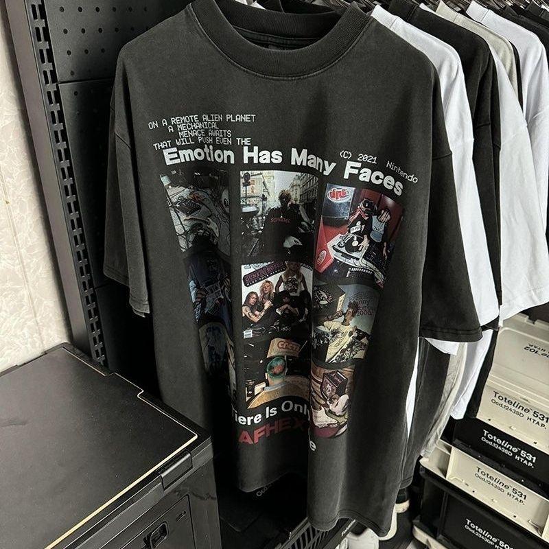 

American Hip-hop Character Print Summer Men s and Women s American Loose T-shirt Casual Fashion Short-sleeved High-quality Top 4XL