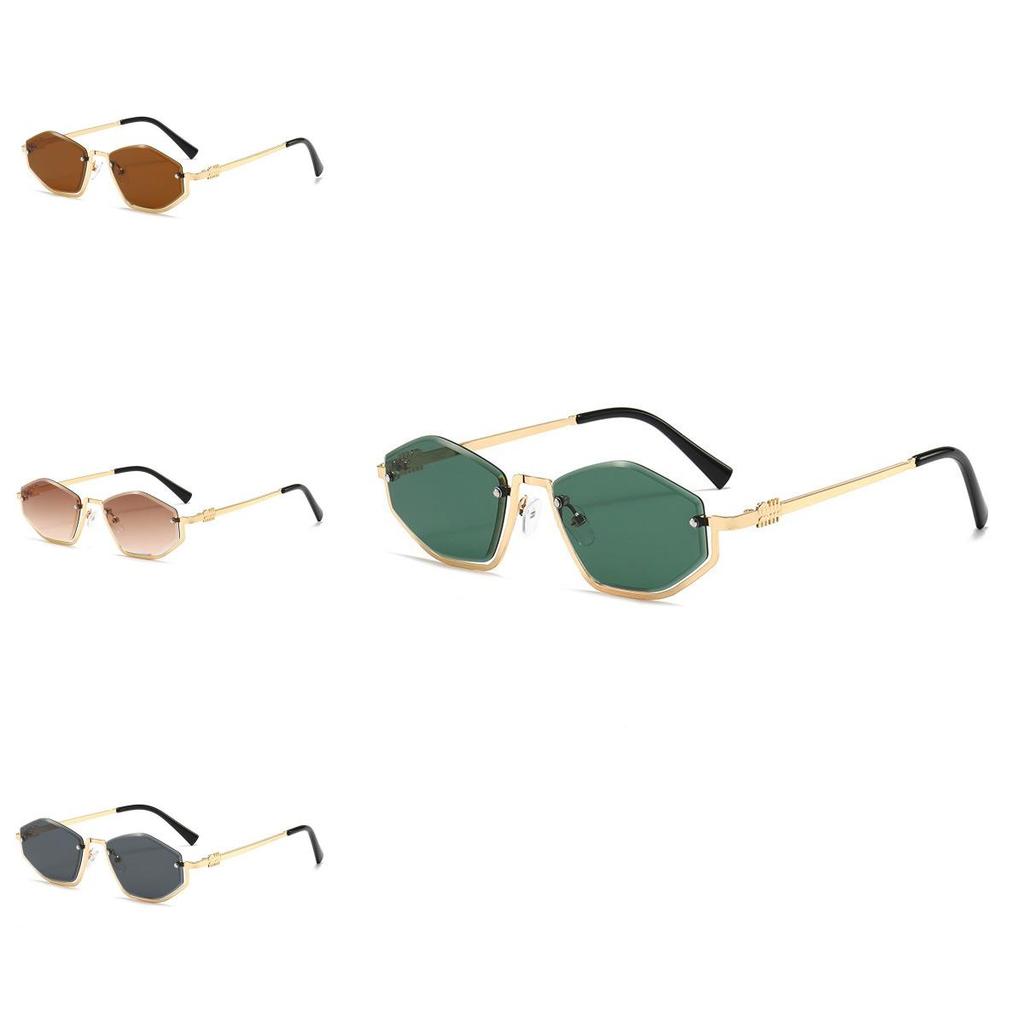 Vintage Geometric Metal Sunglasses With Uv400 Protection For Fashionable Travel And Outdoor Activities