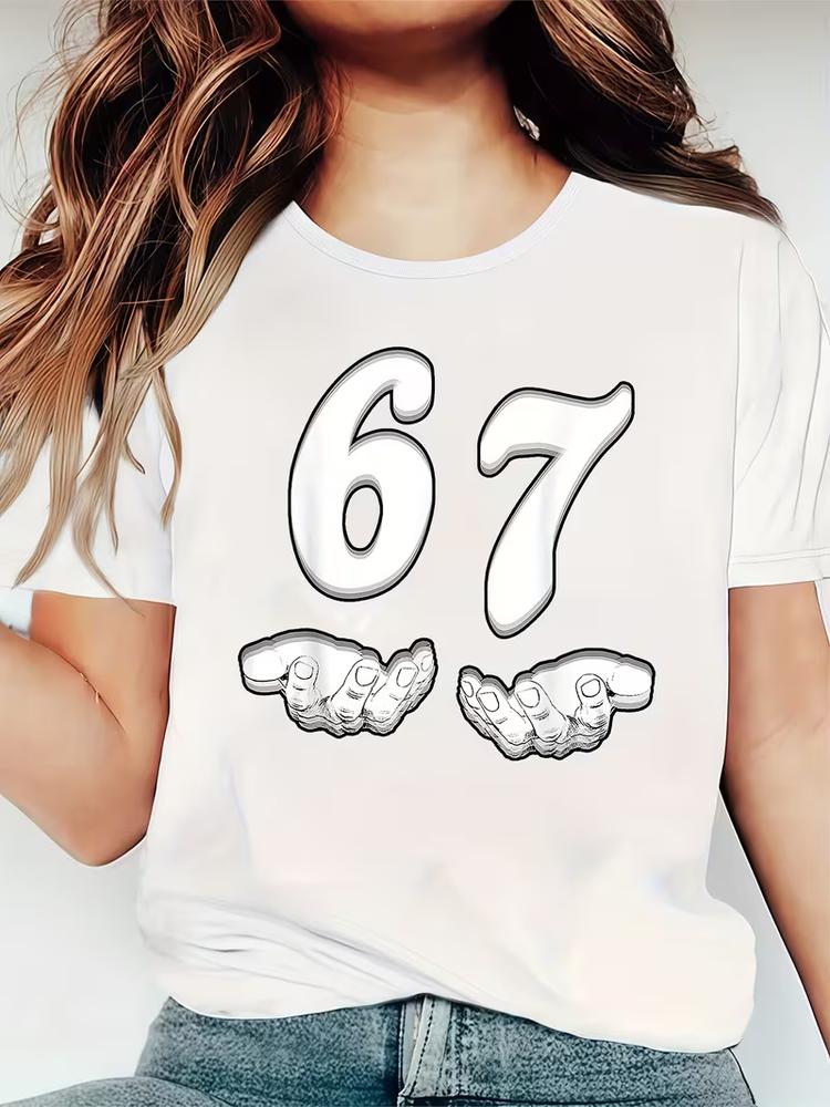 Unisexs Six Seven 67 Meme T Shirt Funny Viral Internet Slang Gen Casual Tee Top S