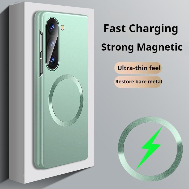 Ultra Thin Matte Metallic Paint Fold For Magnetic Case For Samsung Z Fold 7 6 4 3 ZFlip 7 6 4 Wireless Charge Cover
