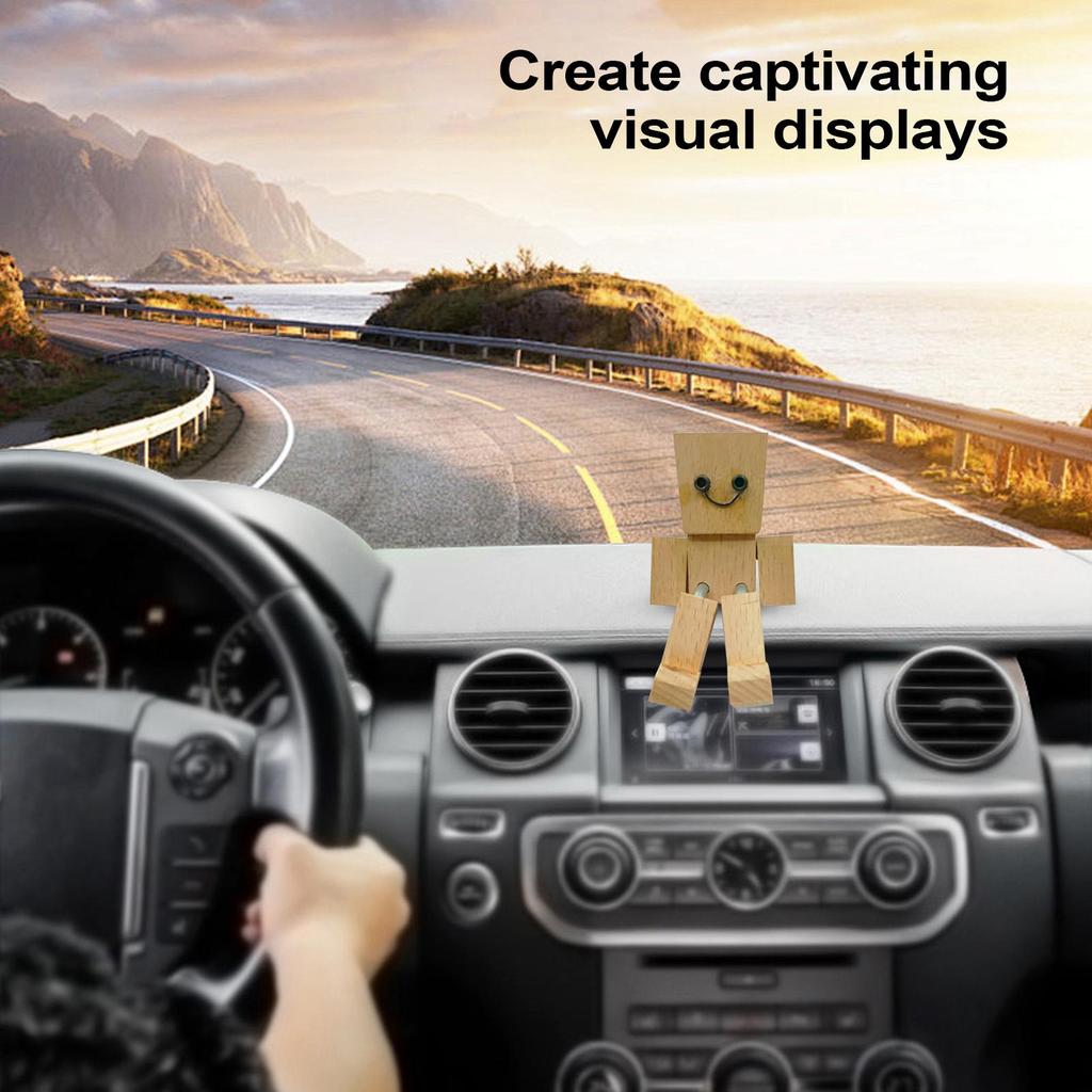 shaking wooden man Dashboard Decoration Magnetic Figurine Auto Cute interior ornament Shaking Feet Wooden Doll Desktop decor