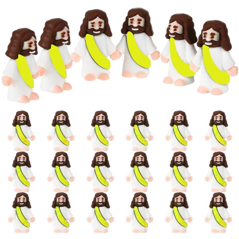 12Pcs Easter Jesus Toys Mini Savior Jesus Figurines Decorative Ornament Religious Gifts Favors for Easter Egg Stuffers