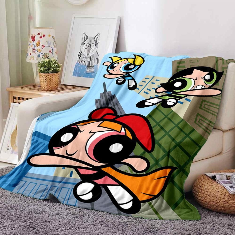1pc Powerpuff4 Blanket, Gift, for Men and Women, Soft Blanket, Good for Sofa Bed Couch Travel, Lightweight Flannel Blanket