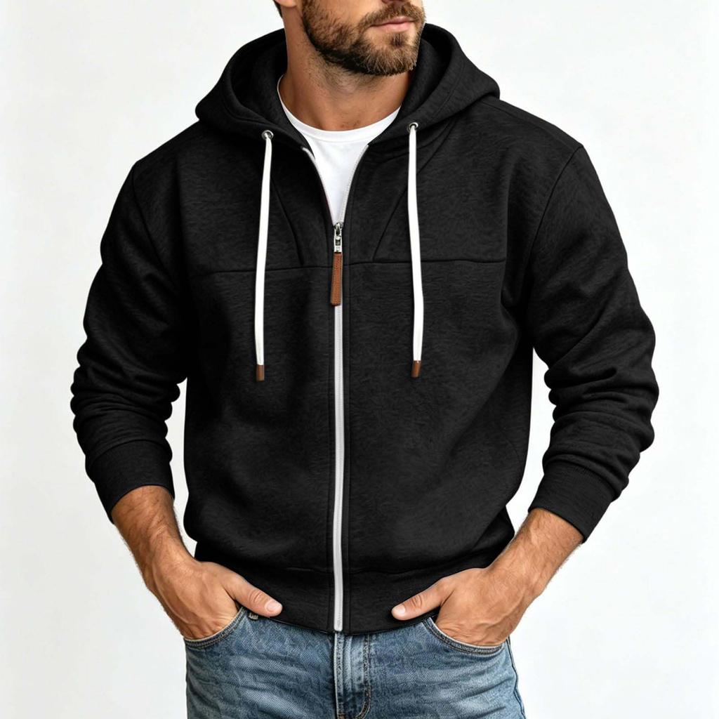Men's -Lined Zip-Up Hoodie Sweatshirt Color for Daily Wear and Outdoor Activities