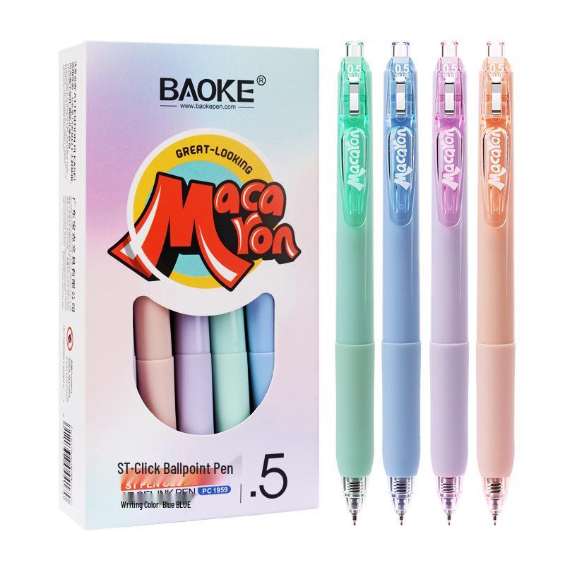 BaoKe ST Retractable Gel Pen, Quick-Drying, High-Gloss Black, 0.5mm Macaron Colors, PC1959 0.5mm синий