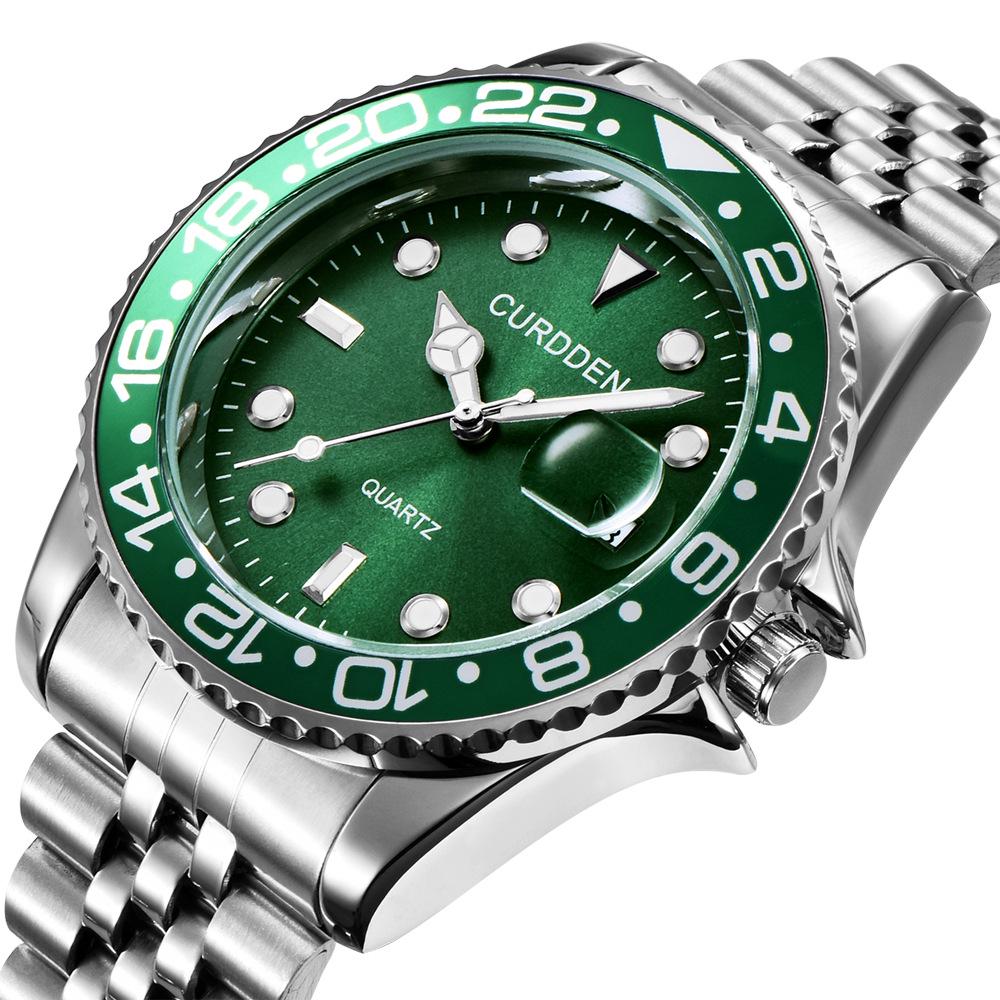 Men's Hip-Hop Style Steel Band Sea-Dweller Calendar Quartz Watch