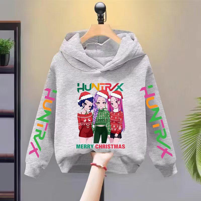 2025 Christmas KPop Devil Hunter Huntrix Girls' Hoodie Autumn Children's Sports Shirt Long Sleeve Children's Clothing Top