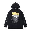 Unisex Übergroßes Kapuzenpullover-Set Mit Spinnennetz-Folienaufdruck Warm Fleecegefüttert Lockerer Schnitt Streetwear Herren Damen