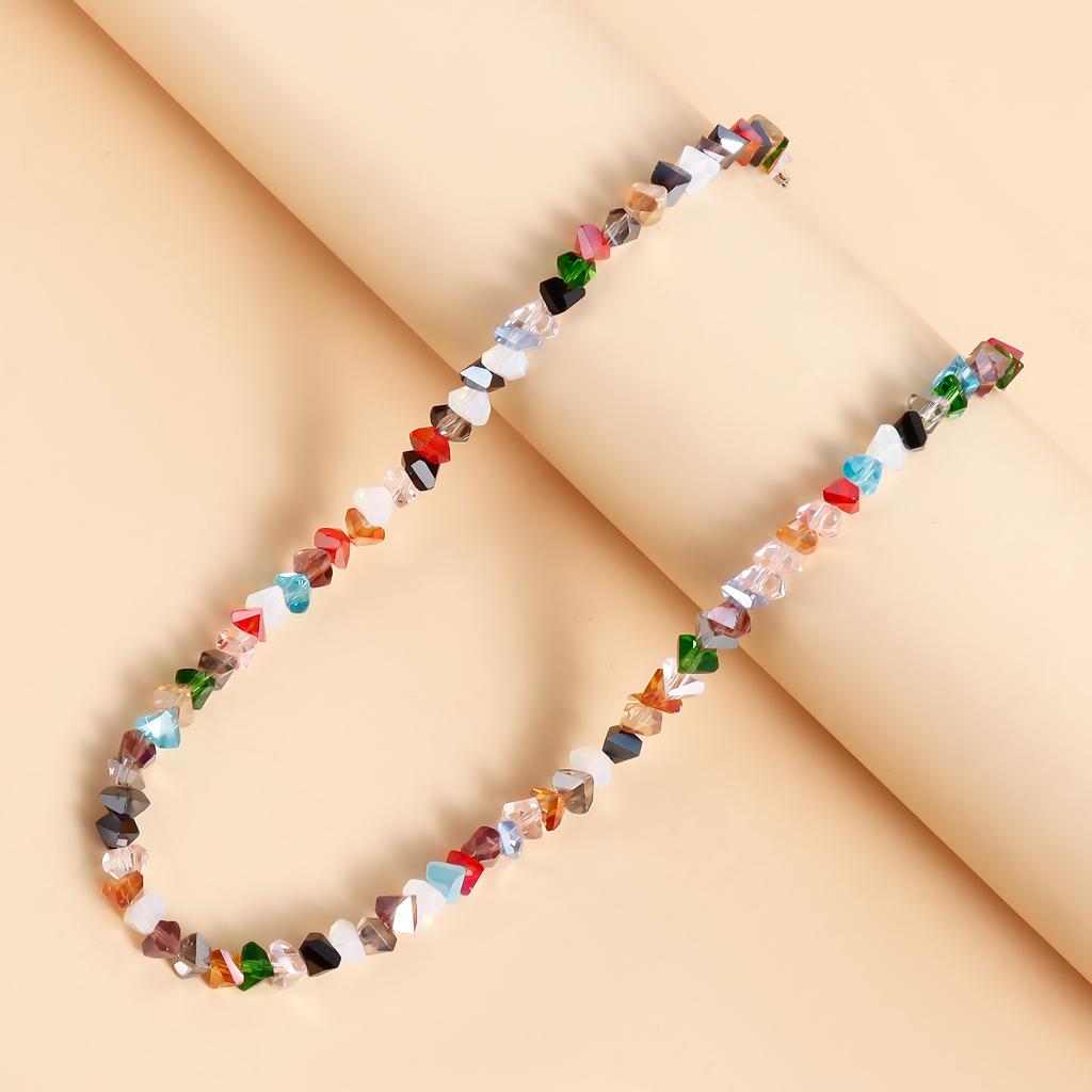 Mulit-Cut Glass Crystal Irregular Beads Choker Necklace for Women Transparent Vintage Korean Collarbone Collar Neck Jewelry