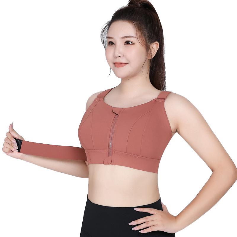 Plus Size Adjustable Sports Bra with Magic Tape Straps for High Impact Activities
