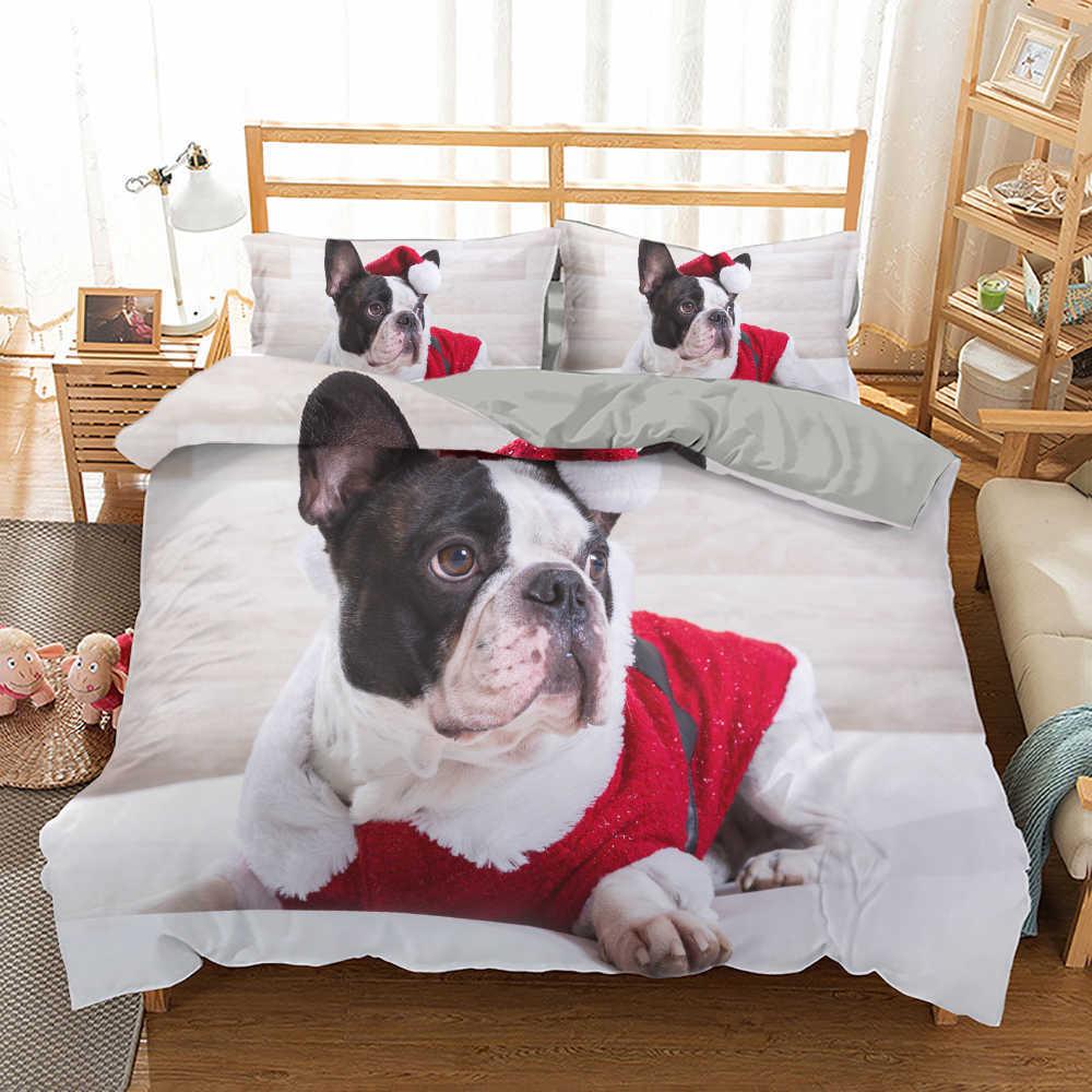 French Bulldog Duvet Cover Set King Size Cute Puppy Animal Theme Bedding Set For Kids Teen 2/3Pcs Soft Comforter Cover