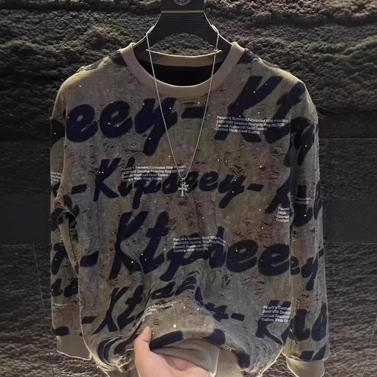 Trendy Brand Trend Bottoming Shirt, Youth Long-sleeved Sweater, Season Sweater, Men's and Women's 2026 Fashion High Street Cool and Handsome Models