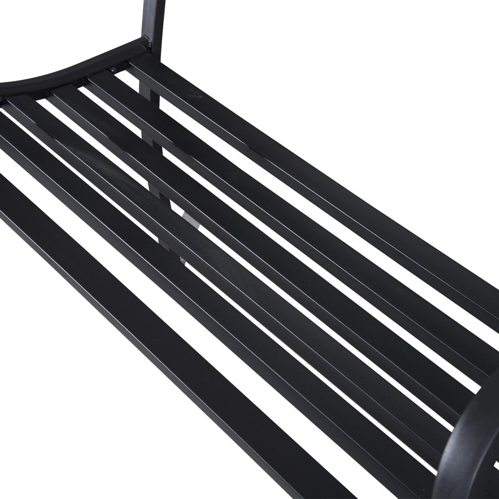 Garden/Patio Bench, Cast Iron Steel, 2 Seats, 127 x 60 x 87 cm, Max Load 240 kg, Black