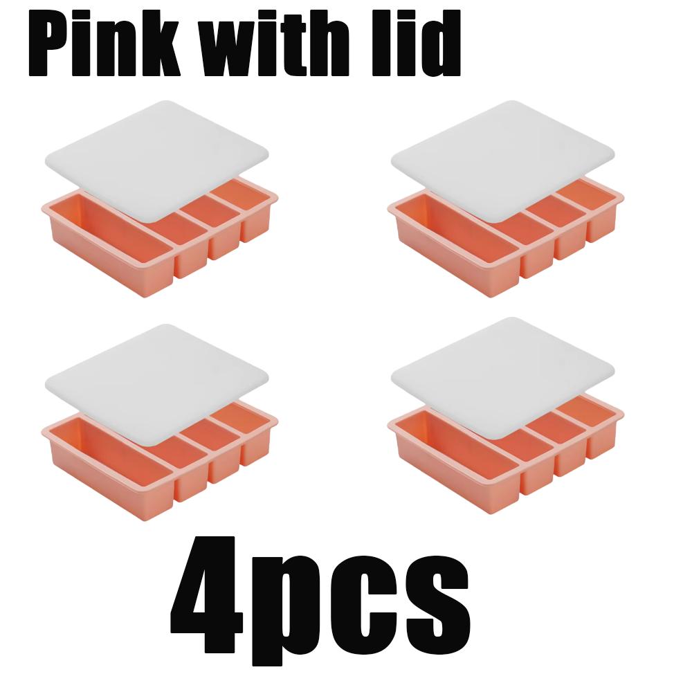 1pcs Strip-shap Ice Cube Trays Silicone 4 Grid Polychrome Durable Beer Drink Coffee Supplies Kitchen Easy-Release Ice Cube Molds