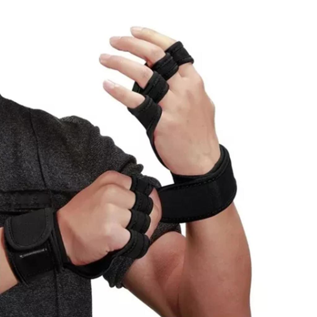 1 pár Černé 4prsté rukavice s chráničem zápěstí Protiskluzové Nárazuvzdorné Vzpěračské Zápěstní Posilovací Rukavice L