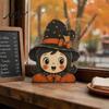 Reusable Wood Holiday Ornaments Halloween Tiered Tray Decorations, Wooden Tabletop Ornaments, Vintage Centerpiece Cute Ghost And Pumpkin Figures