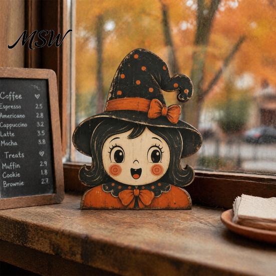Reusable Wood Holiday Ornaments Halloween Tiered Tray Decorations, Wooden Tabletop Ornaments, Vintage Centerpiece Cute Ghost And Pumpkin Figures