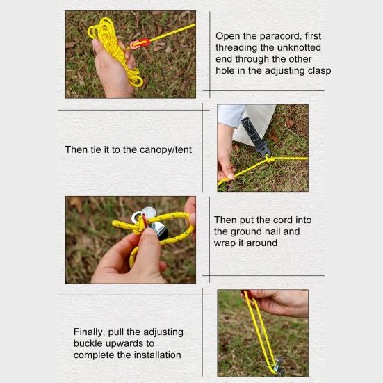 Lina wiatroszczelna do użytku na zewnątrz Ultralekka linka namiotowa z regulatorem napinacza Odporna na zużycie Super wytrzymałość na rozciąganie Odblaskowe linki kempingowe