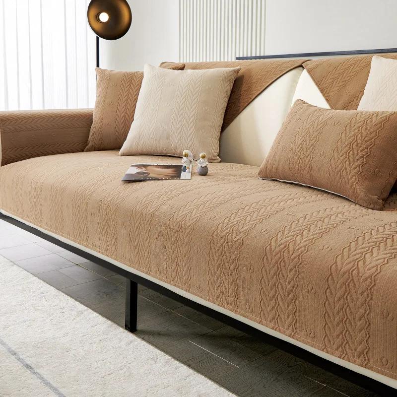 

Новый универсальный противоскользящий чехол для дивана Four Seasons Simple Modern из натуральной кожи, подушка для дивана из шенилла 70x70cm