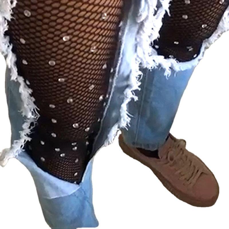 

Plus-Size Fishnet & Mesh Hot Drill Silk Stockings for Women Black