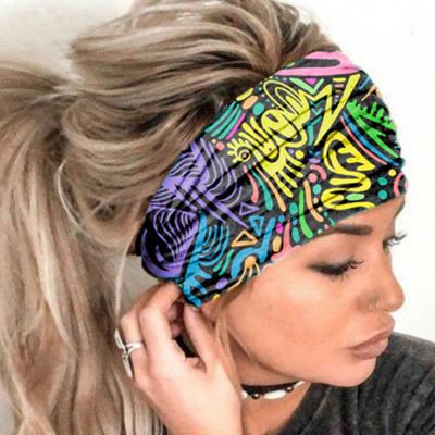 Yousheng-Diadema deportiva ancha que absorbe el sudor, bandana elástica de secado rápido para mujer, estilo bohemio, patrón a cuadros, diadema para Yoga, accesorios para el cabello