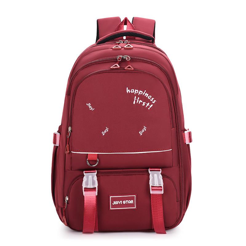 Solid Color Simple Letter Print Student Casual Backpack For School Use Day