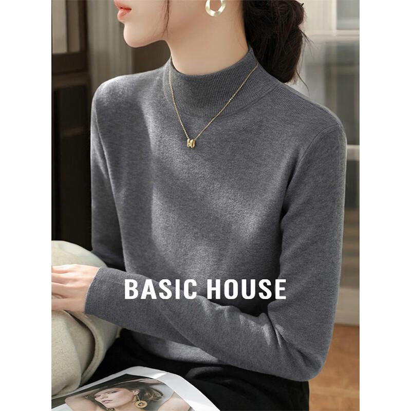 Basic House Women s Half-High Collar Knitted Sweater L