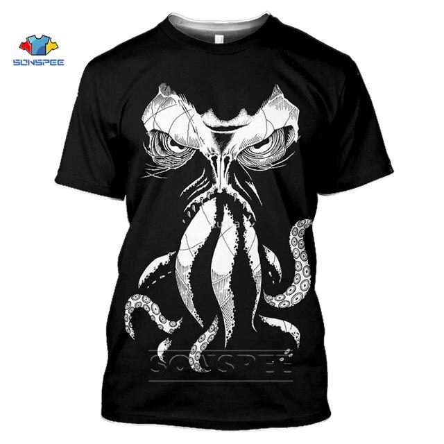 Camiseta con estampado 3D de Cthulhu y Lovecraft, camiseta Miskatonic para hombres, camiseta divertida con cuello redondo de llamada de Cthulhu, Top de verano para mujeres