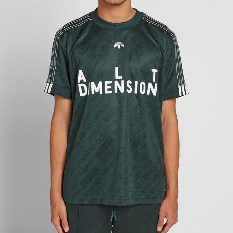 Adidas Originals Alexander Wang Striped Satin Sports Short Sleeve Football Shirt Men Shirts Green CW0506