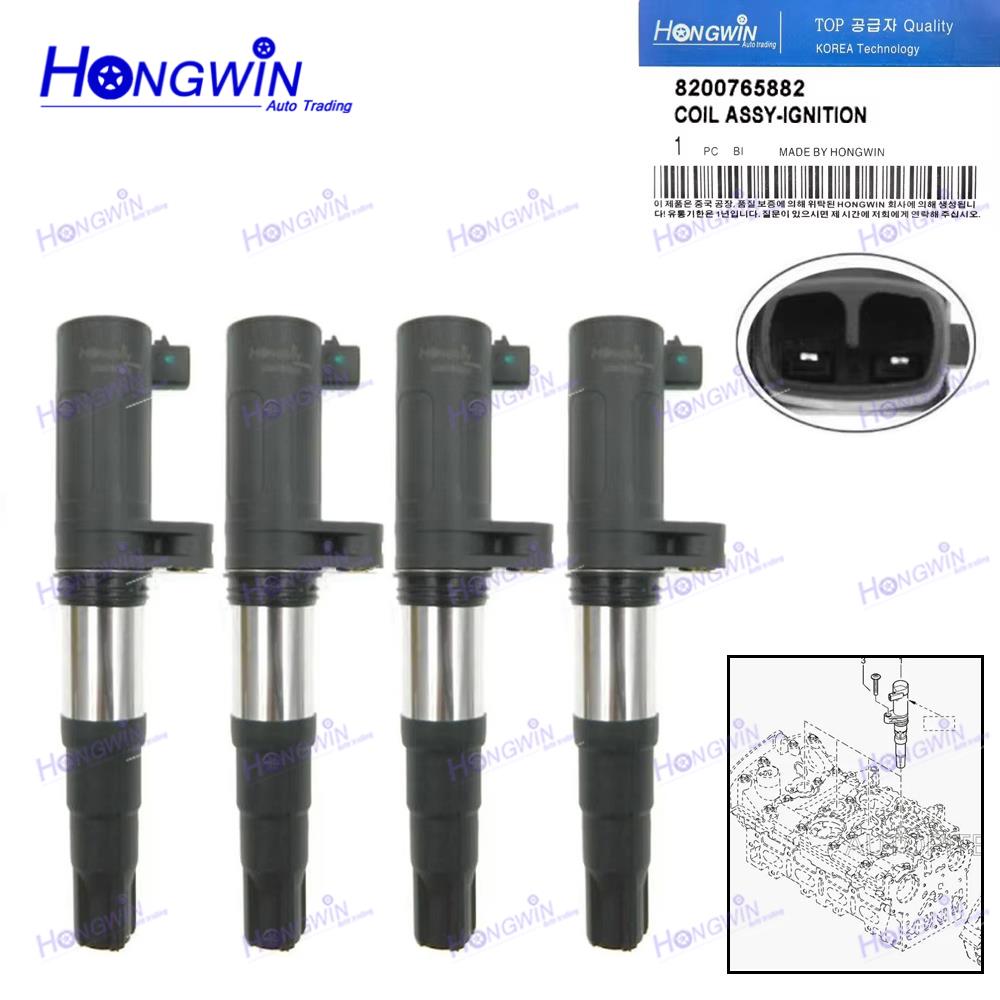4PCS 8200765882 Ignition Coil Wire For Renault Kangoo Scenic Clio Megane 7700113357 8200405098 7700875000 8200208611 8200380267 X4 Ignition Coil