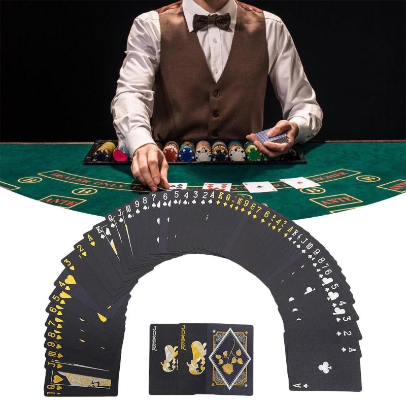 Luksusowe pozłacane karty do gry PVC Zmywalna talia Kart do pokera Zestaw kart na wieczory gier Kolekcjonerski zestaw kart do gry