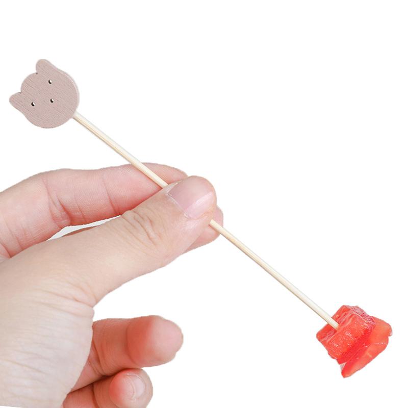 100 шт. коктейльные палочки медведь декоративные зубочистки для еды бамбуковые палочки фруктовые шпажки для детей одноразовые вечерние фуршетные напитки