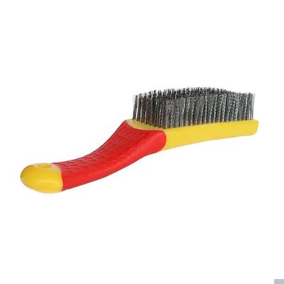 Wire Brush Duty Stainless Bristles with Plastic Handle Grip for Rust, Wielding Slag, Dirt & Paint Scrubbing with Deep Cleaning