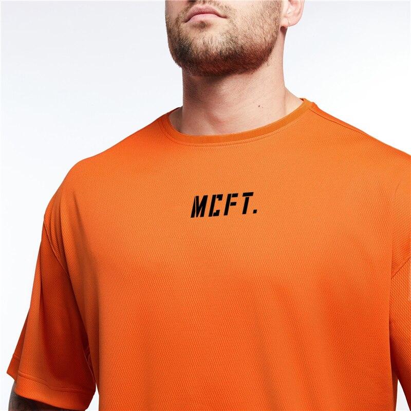 Muscleguys Tricou cu uscare rapidă de vară, imprimare simplă, cu gât rotund, mânecă scurtă, fitness bărbat