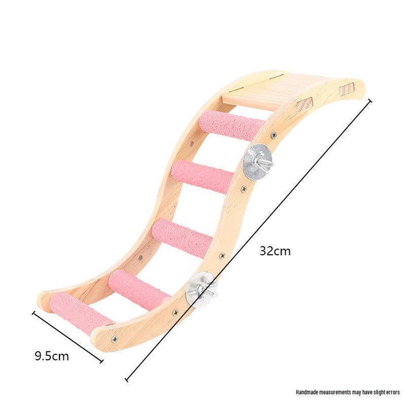 Budgie Toys Wooden Climbing Rope Ladder - Peony Interactive Swing & Beak Grinder for Small Birds In Birdcages