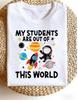 My Students Are Out Of This World Teacher T-shirt for Women Cute Astronaut Outer Space Star Print Round Neck Short Sleeve Science Teacher Tops