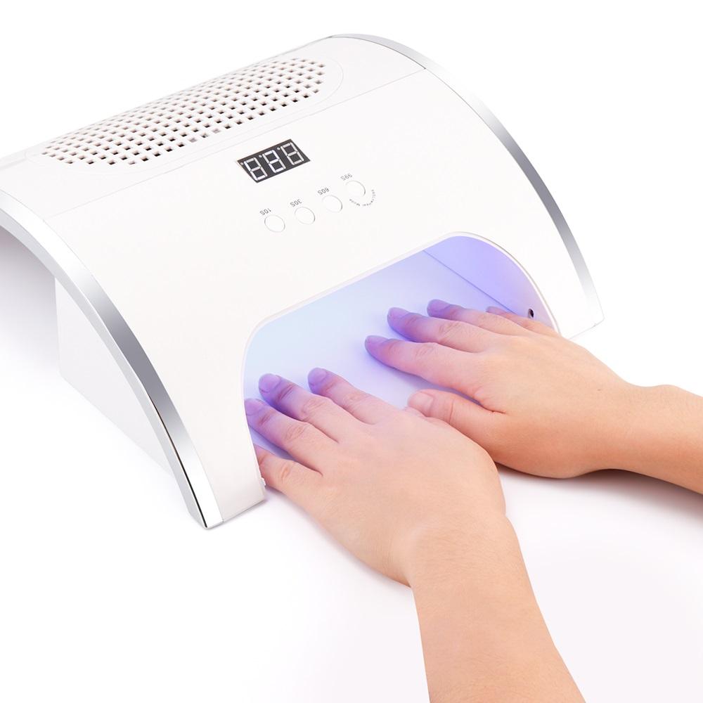 2-IN-1 Nail Dust Collector And Nail Drying Lamp 80W Nail Dust Extractor Nails Art Manicure Nail Vacuum Cleaner Gel Polish Dryer