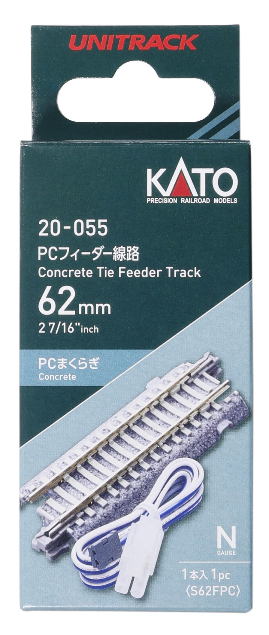 KATO N Gauge PC Feeder Track 62mm 1 piece Model Railway Supplies [S62FPC] included, 20-055