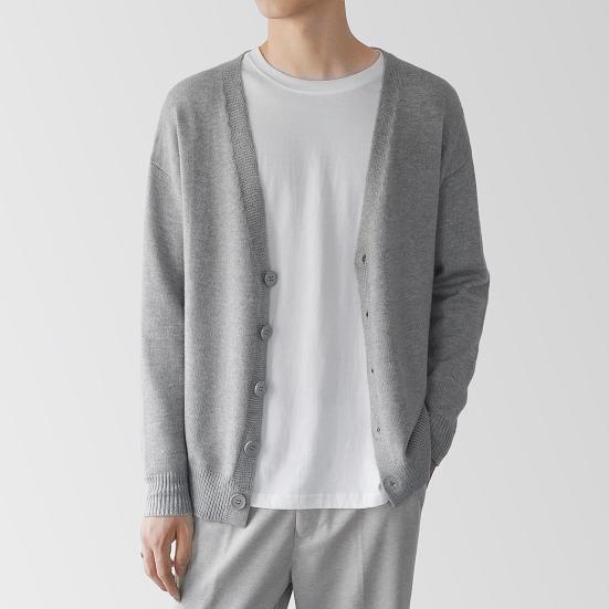 Men Cardigan Long Sleeve V-neck Slim Fit Single-breasted Solid Color Keep Warm Knitwear Spring Autumn Male Sweater Knitted Coat Daily Wear