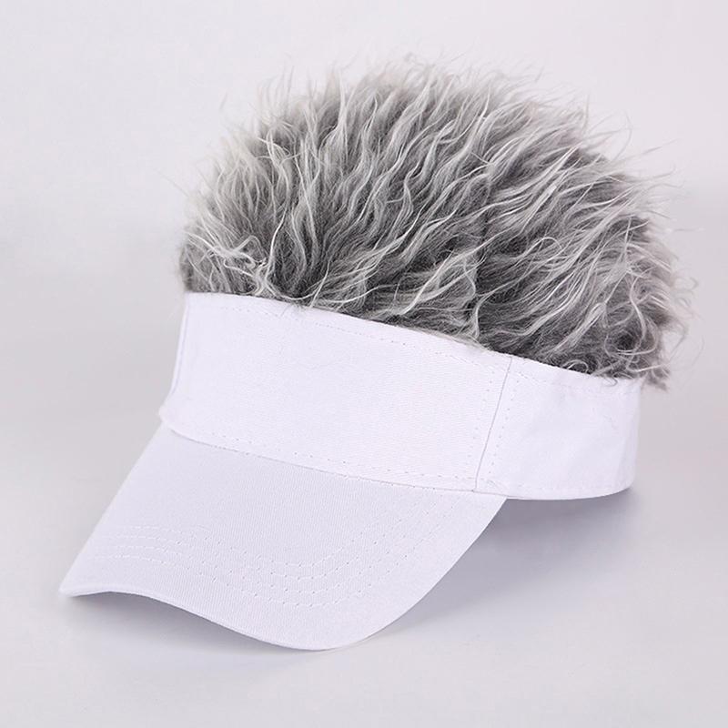 Unisex Casual Visor Hat Men Women Adjustable Sun Sunshade Hip Hop Baseball Cap With Spiked Hairs Wigs