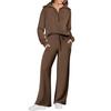 Women's Two Piece Outfits Fall Casual Half Zip Sweatsuit Lounge Set Long Sleeve Pullover Top And Wide Leg Pants Tracksuit Sets