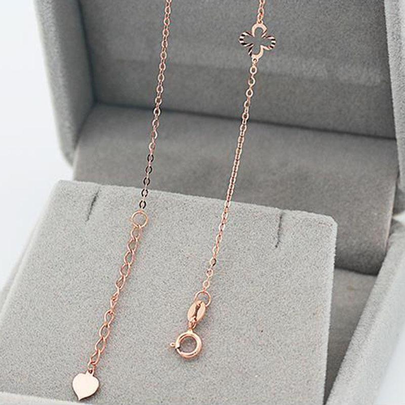 Purple Gold Flower Anklet Fashion Simple Temperament Rose Gold Plated Car Flower Lucky Grass Anklet Women