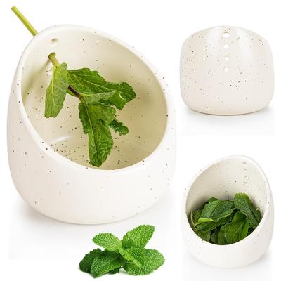 Ručně vyráběná keramická miska na odstraňování bylinek Čtyři otvory Šetří čas Keramický hrnek na odstraňování bylinek Různé velikosti kulatých otvorů Kuchyňský gadget