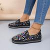 Women's Plus Size Spring Round Toe Flat Sequined Color Block Casual Shoes