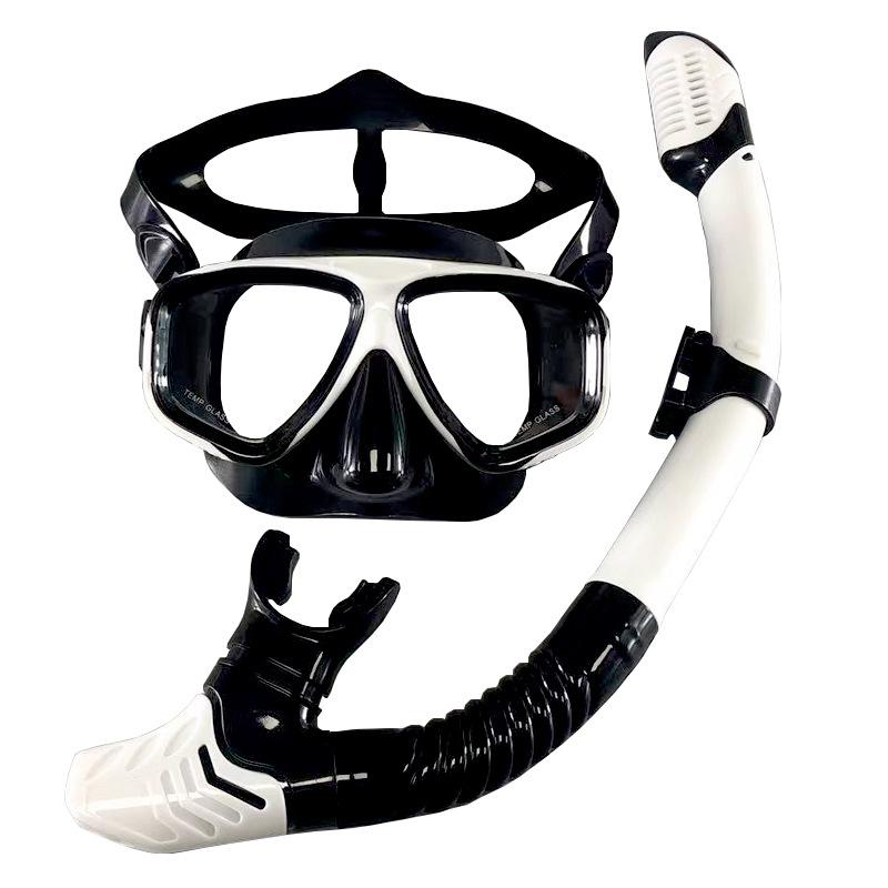 Large Frame HD Anti-Fog Snorkel Set for Adults - Waterproof Diving Mask & Two-Piece Snorkeling Gear