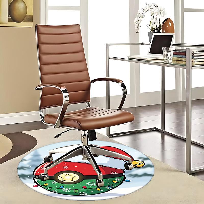 

1pc Christmas Pokémon Poké Ball Round Carpet - Anime Design, Holiday Gift, Office Chair Mat, Non-Slip Rug for Home Decor, Living Room 80cm
